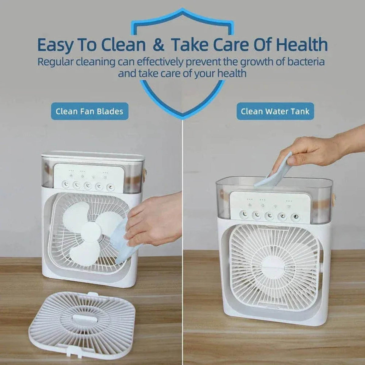 Portable 10-Inch Desk Humidifier Fan – Office Cooling Mist Fan with LED Light & Timer | Silent & Efficient